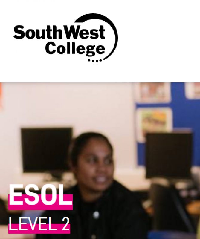 English for Speakers of Other Languages (ESOL) classes in SWC, starting in September.